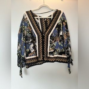Free People Print Boho Blouse